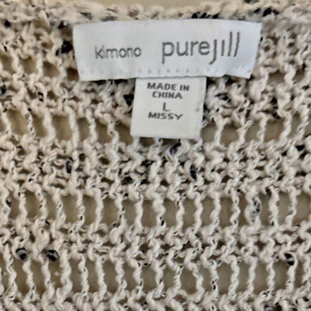 J Jill Kimono Pure Jill Sweater Womens Sz L Oatmeal Relaxed Oversized Lagenlook - Picture 4 of 14